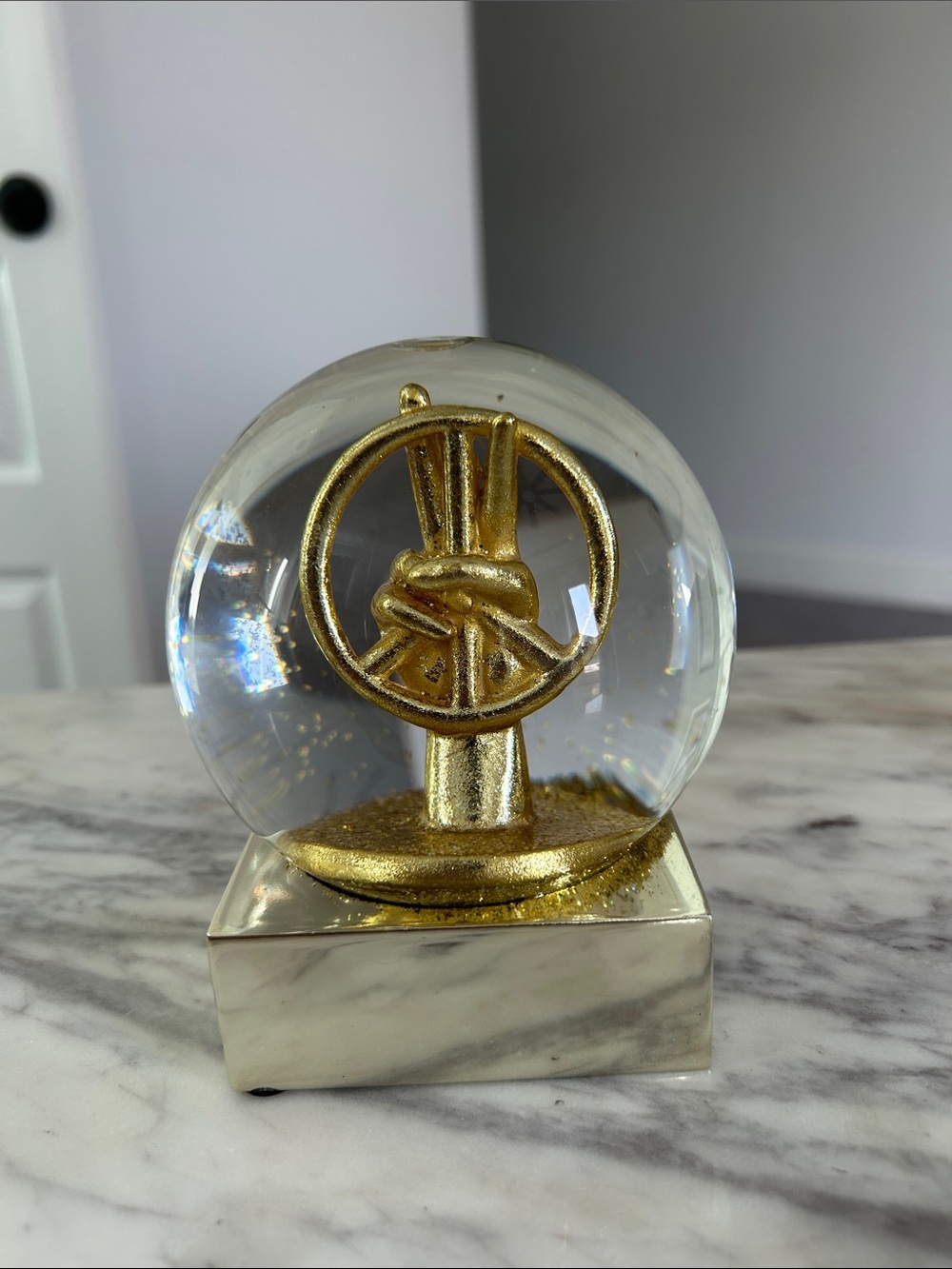 CB2 Gold Knot Glass Globe Sculpture